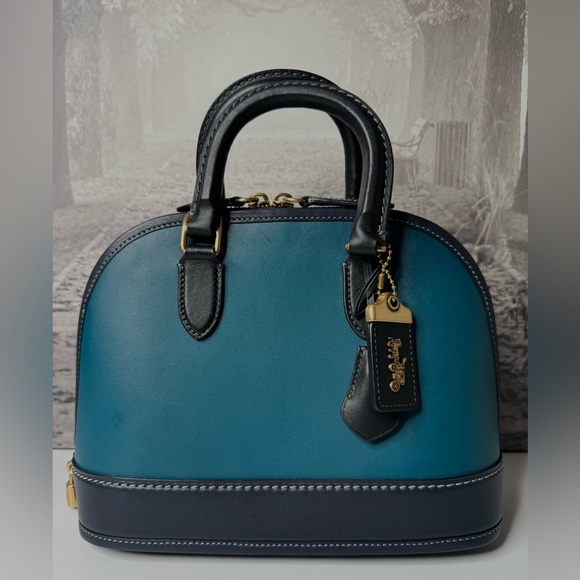 EUC Coach Revel Bag in Colorblock Glovetanned Leather Dark Turqouise CC412 - Picture 3 of 15